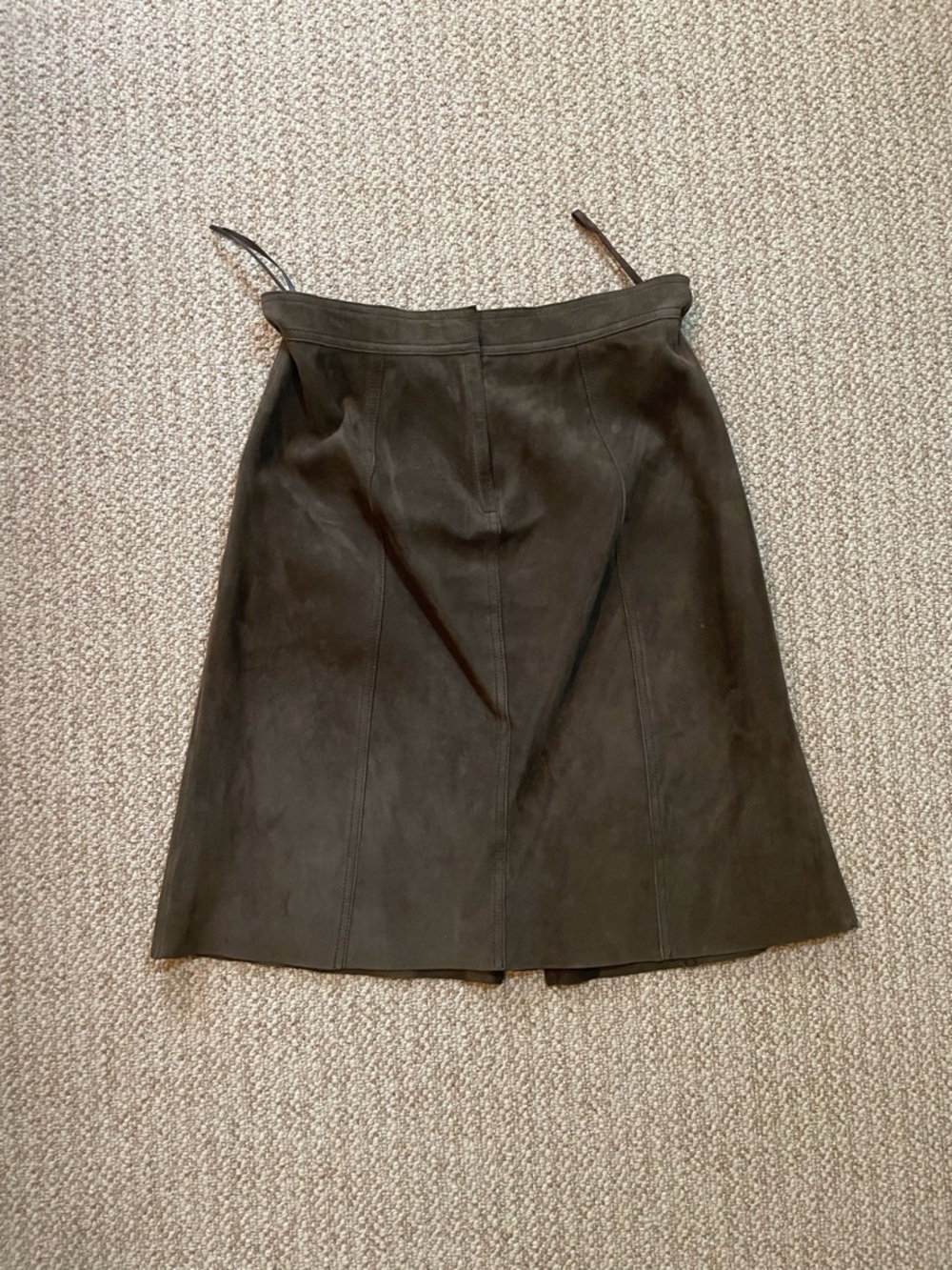 Theory Dark Brown Suede Midi Skirt